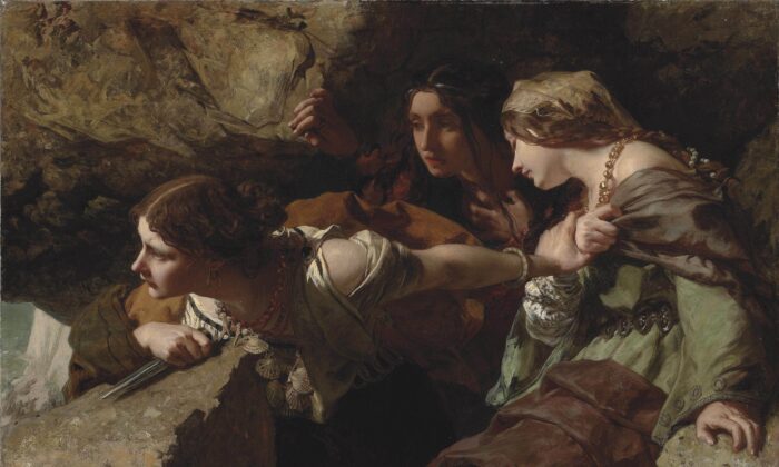 "Coraje, Ansiedad y Desesperación: Mirando la batalla", 1850, por James Sant. Óleo sobre lienzo; 47,9 por 60 pulgadas. (Dominio público)