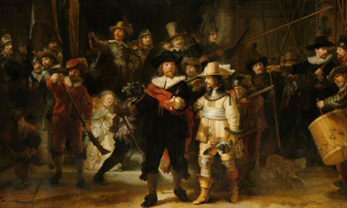 Detalle de la "Compañía de milicianos del distrito II al mando del capitán Frans Banninck Cocq", conocida como "La ronda nocturna", 1642, de Rembrandt Harmenszoon van Rijn. Rijksmuseum, Ámsterdam. Prestado por la ciudad de Ámsterdam. (Rijksmuseum)