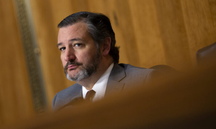 El Senador Ted Cruz (R-Texas) escucha ante el Comité de Relaciones Exteriores del Senado en Washington el 19 de junio de 2019, durante la audiencia de la nominación de Kelly Craft, por parte del presidente Donald Trump, para ser representante ante las Naciones Unidas. (Stefani Reynolds/Getty Images)