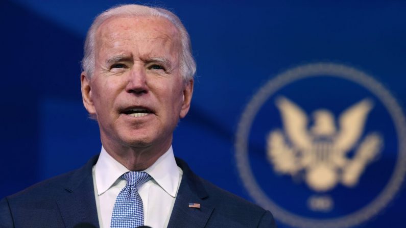 El presidente electo Joe Biden pronuncia un discurso en Wilmington, Del., el 6 de enero de 2021. (Chip Somodevilla/Getty Images)