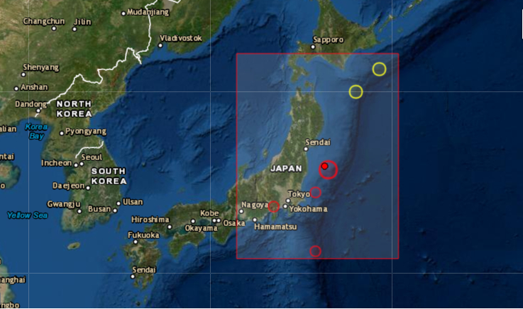 Un terremoto de 7.1 grados en la escala abierta Ritcher sacudió este sábado 13 de febrero de 2021 la costa de Fukushima, en el este de Japón, y se notó con fuerza en Tokio, sin que las autoridades japonesas activaran la alerta de tsunami. Foto de EMSC