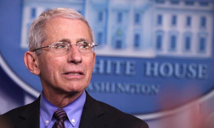 WASHINGTON, DC - APRIL 09:  National Institute of Allergy and Infectious Diseases Director Anthony Fauci listens during the daily coronavirus briefing in the Brady Press Briefing Room at the White House on April 09, 2020 in Washington, DC. U.S. unemployment claims have approached 17 million over the past three weeks amid the COVID-19 pandemic.  (Photo by Alex Wong/Getty Images)