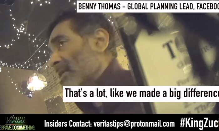 Benny Thomas, líder de planificación global - Creativo y experto en experiencias, en Facebook, en un vídeo publicado por Project Veritas, el 16 de marzo de 2021. (Proyecto Veritas/Youtube)