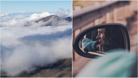 Imágenes de una mujer conduciendo su auto sobre las nubes causa sensación: “Como en Harry Potter”