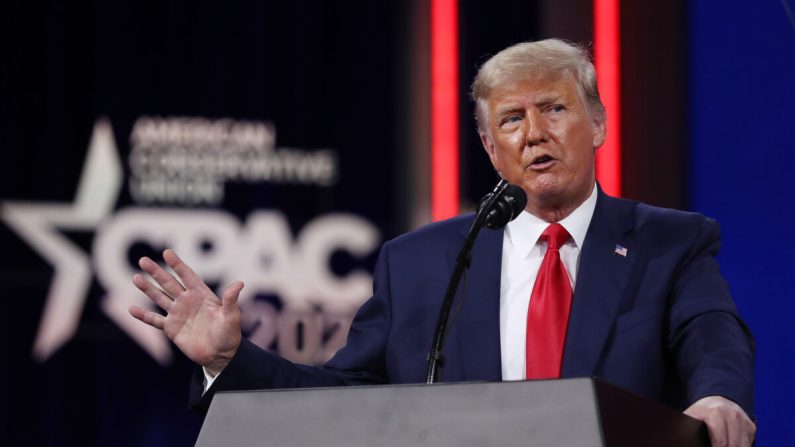 El expresidente Donald Trump en la Conferencia de Acción Política Conservadora (CPAC) en el Hyatt Regency en Orlando, Florida, el 28 de febrero de 2021. (Joe Raedle/Getty Images)