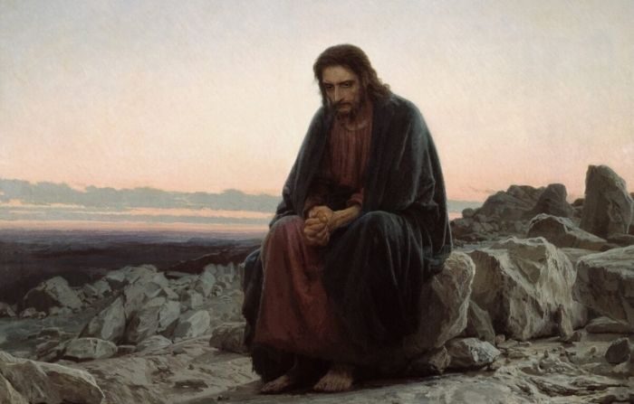 Un detalle de "Cristo en el desierto", 1872, de Ivan Kramskoi. Óleo sobre lienzo, 72 pulgadas por 84 pulgadas. Galería Tretyakov, Moscú, Rusia. (Dominio público)