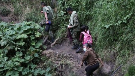 Valiente niña cruza todos los días barranco entre Ecuador y Colombia para poder tener clases en línea