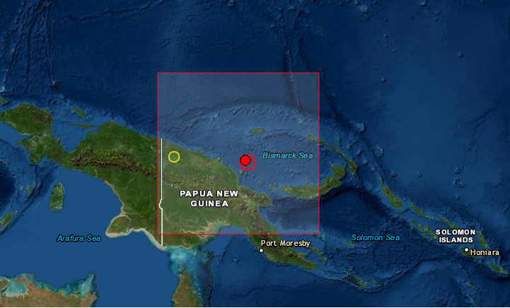 Un terremoto de magnitud 6 sacudió este sábado 10 de abril de 2021 las aguas al norte de Papúa Nueva Guinea, sin que por el momento las autoridades hayan informado de daños materiales o víctimas. Foto de EMSC