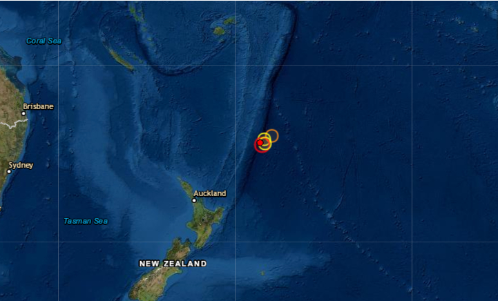 Un sismo de magnitud 6.3 sacudió este jueves 1 de abril de 2021 las islas Kermadec, un archipiélago perteneciente a Nueva Zelanda, sin que las autoridades informaran de daños materiales ni emitieran una alerta de tsunami. Foto de EMSC