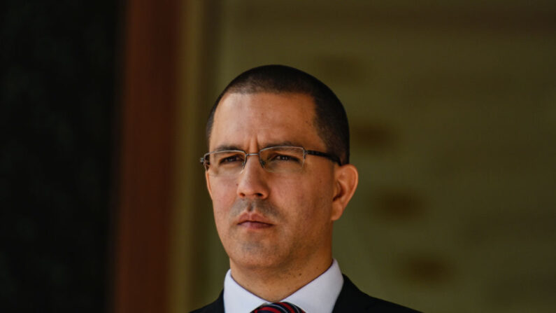 El ministro de Relaciones Exteriores del régimen de Maduro, Jorge Arreaza, en el Palacio de Gobierno de Miraflores el 7 de febrero de 2020 en Caracas, Venezuela. (Carolina Cabral/Getty Images)