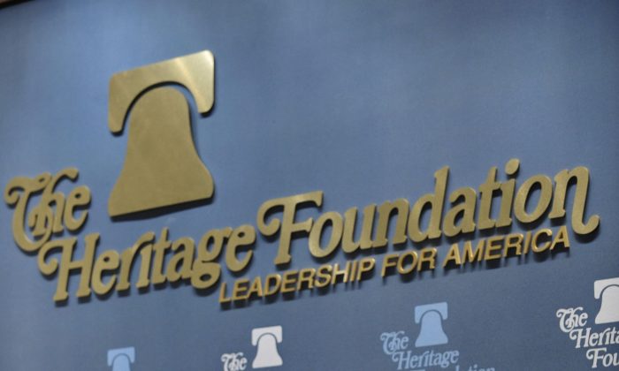 Logo de la Fundación Heritage en Washington en una foto de archivo. (Mandel Ngan/AFP/Getty Images)