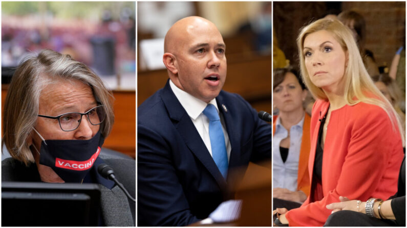 (I)Representante Mariannette Miller-Meeks (R-Iowa). (Susan Walsh-Pool/Getty Images) (C) Representante Brian Mast (R-Fla.). (Ting Shen-Pool/Getty Images). (D) Representante Beth Van Duyne (R-Texas). (Jason Kempin/Getty Images)