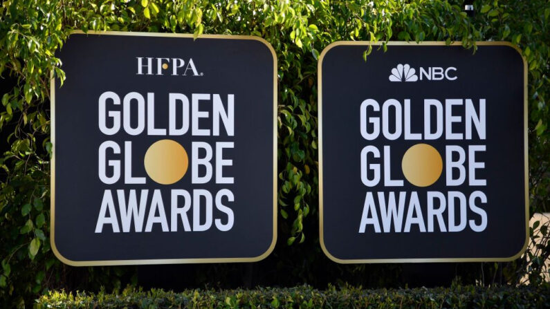 Cartelería durante la 78ª edición de los Globos de Oro en el Beverly Hilton el 26 de febrero de 2021 en Beverly Hills, California (EE.UU.). (Frazer Harrison/Getty Images)