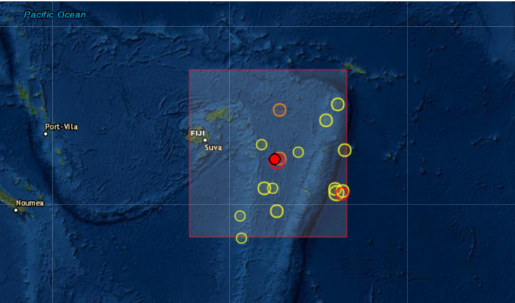 Un terremoto de magnitud 6 sacudió este sábado 8 de mayo de 2021 las aguas del archipiélago de Fiyi, en el Pacífico sur, sin que se haya informado de daños o emitido ninguna alerta por tsunami. Foto de EMSC