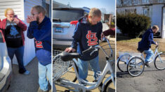 Joven con rara enfermedad genética recibe bicicleta de una desconocida después que le robaran la suya