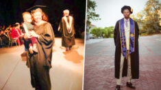 Conmovedor tuit muestra a alumno de Derecho graduándose en la misma escuela que su madre hace 26 años