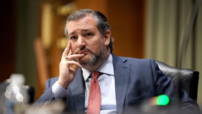 El senador Ted Cruz (R- Texas) en una audiencia del Senado en el Capitolio en Washington, el 23 de marzo de 2021. (Greg Nash/Pool/AFP vía Getty Images)