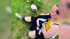 Jugadora de rugby recibe elogios tras retirarse en pleno partido para amamantar a su hija