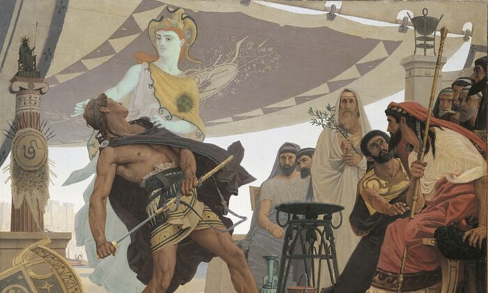 “La ira de Aquiles”, 1881, de Louis Édouard Fournier. Óleo sobre lienzo, 44.4 pulgadas por 57 pulgadas. Beaux-Arts de Paris, París. (Dominio publico)