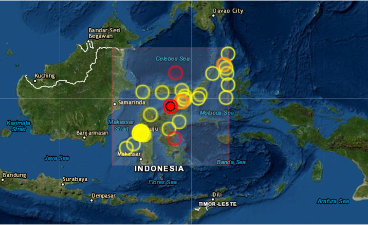 Un terremoto de magnitud 6.2 sacudió este lunes 26 de julio las islas Célebes, en Indonesia, sin que se activara la alerta de tsunami y sin que las autoridades informaran sobre daños materiales o víctimas. EMSC