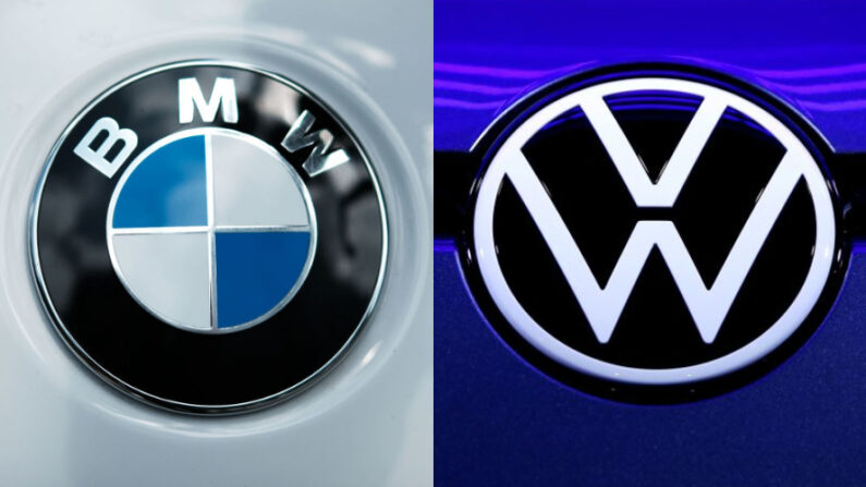 Combo con los logotipos de BWM (Spencer Platt/Getty Images) y Volkswagen (Ronny Hartmann/AFP vía Getty Images)