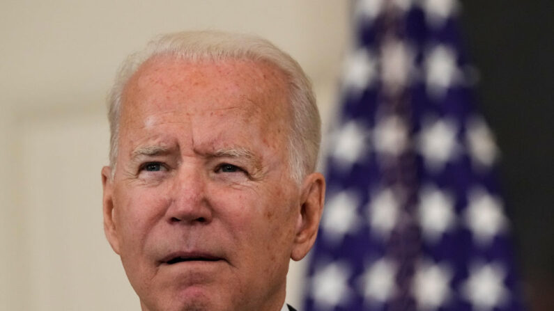 El presidente de Estados Unidos, Joe Biden en el Comedor Estatal de la Casa Blanca, el 19 de julio de 2021, en Washington, D.C. (Drew Angerer/Getty Images)