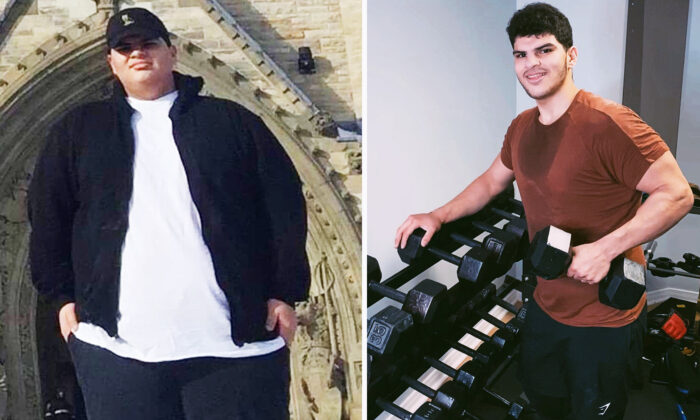 Omar Thaher, de Mississauga, Ontario, antes y después de deshacerse de los kilos extra. (Cortesía de Omar Thaher)