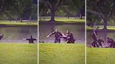 Policías encuentran a un niño desaparecido dentro de un estanque, saltan y le salvan la vida