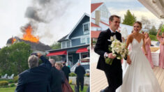 Comunidad de una isla se une para salvar recepción de boda de una pareja tras un incendio