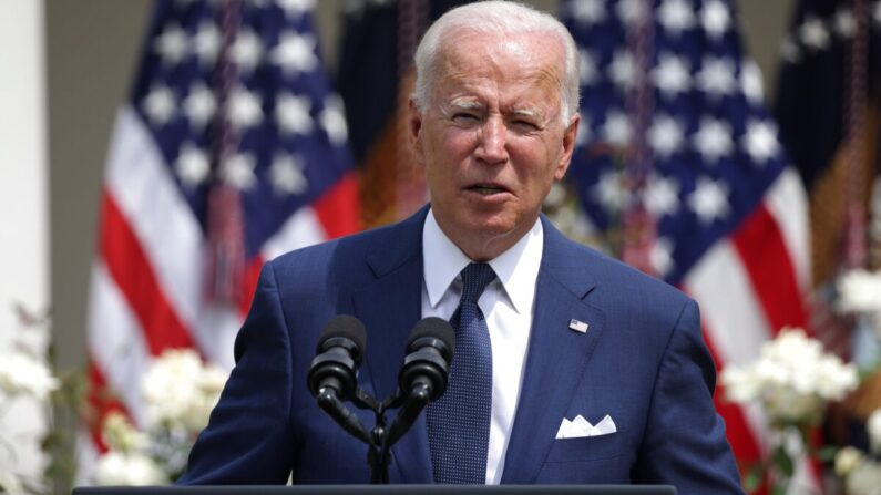 El presidente Joe Biden durante un evento en el Rose Garden de la Casa Blanca en Washington el 26 de julio de 2021. (Anna Moneymaker/Getty Images)