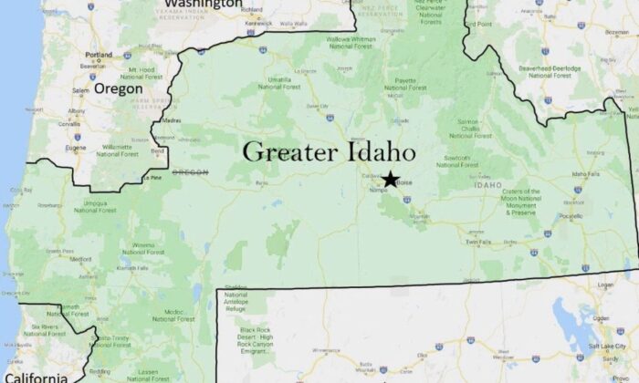 Propuesta de cómo sería la reubicación fronteriza. (Move Oregon's Border for a Greater Idaho)