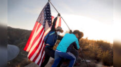 Adolescentes patriotas escalan una montaña para reemplazar una bandera estadounidense: California