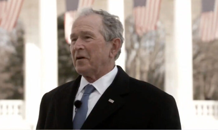El expresidente George W. Bush habla durante el programa especial Celebrating America Primetime el 20 de enero de 2021. (Handout/Biden Inaugural Committee via Getty Images)