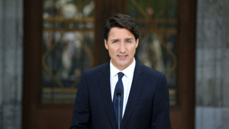 El primer ministro de Canadá, Justin Trudeau, habla durante una conferencia de prensa en el Rideau Hall, el 15 de agosto de 2021 en Ottawa, Canadá. (Dave Chan/AFP vía Getty Images)