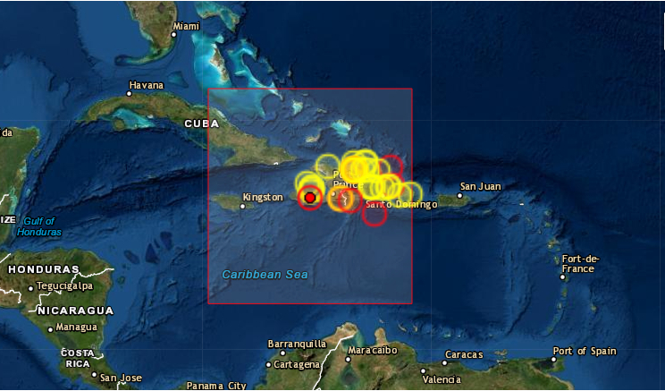 Un terremoto de magnitud 7.2 se registró este sábado 14 de agosto de 2021 al noreste de Saint-Louis du Sud, en el sur de Haití, según el Servicio Geológico de los Estados Unidos. (Captura de pantalla/EMSC)