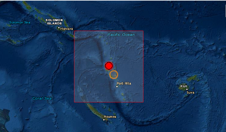Un terremoto de magnitud 6.8 sacudió este miércoles 18 de agosto de 2021 las aguas del archipiélago de Vanuatu, en el Pacífico Sur, y activó una alerta de amenaza de tsunami para las zonas cercanas. (Captura de pantalla/EMSC)