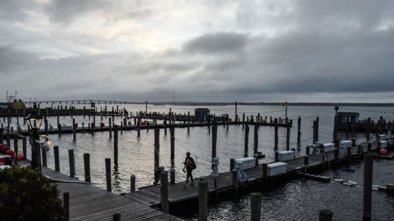 Un puerto deportivo normalmente lleno se ve vacío el 21 de agosto de 2021 en Hampton Bays, Nueva York. (Stephanie Keith/Getty Images)
