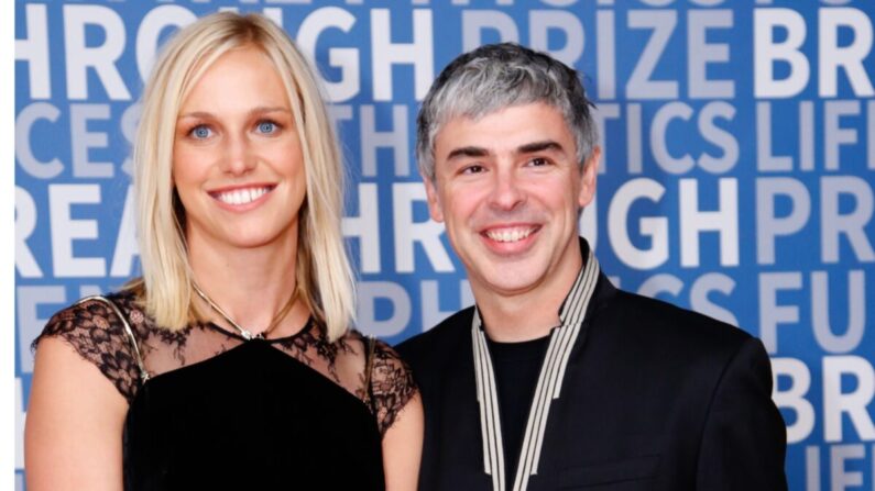 El CEO de Alphabet, Larry Page (D) y su esposa, la Dra. Lucinda Southworth, asisten al Premio Breakthrough 2017 en el Centro de Investigación Ames de la NASA en Mountain View, California, el 4 de diciembre de 2016 (Kimberly White/Getty Images para el Premio Breakthrough)