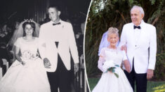 Veterano de la Fuerza Aérea y su esposa celebran 59 años de matrimonio recreando las fotos de su boda