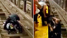 Policía de NY rescata a hombre que cayó a las vías del metro, segundos antes que pasara el tren