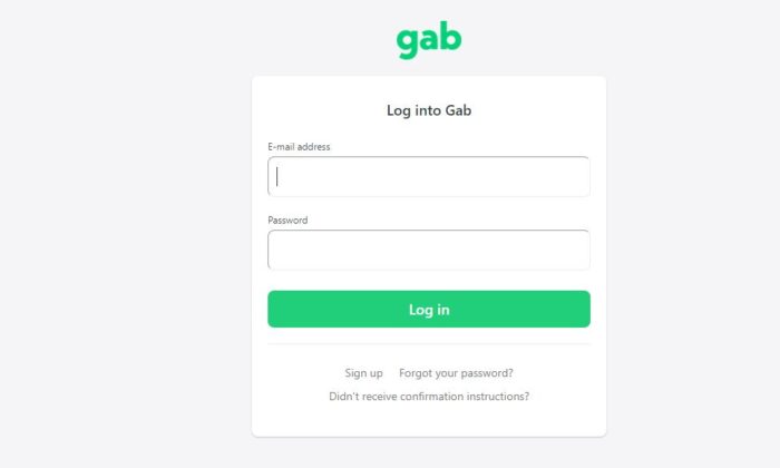 Una captura de pantalla muestra la plataforma de redes sociales Gab, el 10 de enero de 2020. (Captura de pantalla/Gab)