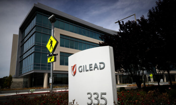 Sede de Gilead Sciences en Foster City, California, el 29 de abril de 2020. (Justin Sullivan/Getty Images)