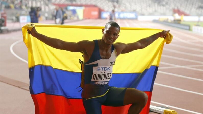 Imagen de archivo del atleta ecuatoriano Alex Quiñónez, finalista en los 200 metros en los Juegos Olímpicos de Londres 2012. EFE/Lavandeira jr