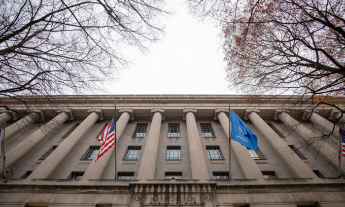 El edificio del Departamento de Justicia en Washington, el 9 de diciembre de 2019. (Samuel Corum/Getty Images)