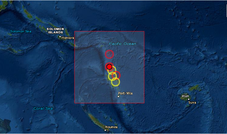 Un terremoto de magnitud 6.1 sacudió este lunes 18 de octubre de 2021 las aguas al noroeste del archipiélago de Vanuatu, en el Pacífico Sur, sin que las autoridades hayan informado de víctimas ni de daños materiales o alertado de posible tsunami. (Captura de pantalla/USGS)