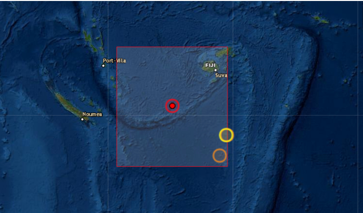 Un terremoto de magnitud 6,8 sacudió este sábado 9 de octubre las aguas al sureste del archipiélago de Vanuatu, en el Pacífico Sur, sin que las autoridades hayan informado de víctimas ni de daños materiales o alertado de posible tsunami. (Captura de pantalla/USGS)