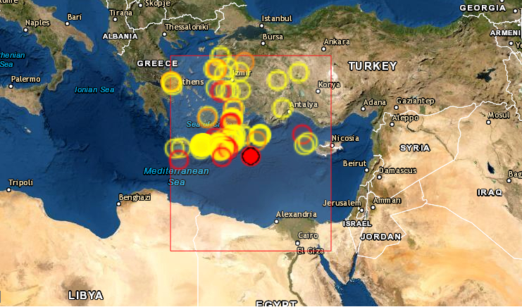 Un fuerte terremoto de magnitud 6.1 en la escala de Richter sacudió este martes 19 de octubre de 2021 la isla griega de Kárpatos y se notó en Creta, donde en las últimas semanas la gran actividad sísmica ha provocado graves daños. (Captura de pantalla/EMSC)