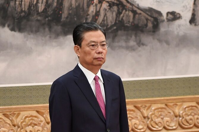 Zhao Leji, secretario de la Comisión Central de Inspección Disciplinaria (CCDI), en el Gran Salón del Pueblo de Beijing el 25 de octubre de 2017. (WANG ZHAO/AFP via Getty Images)