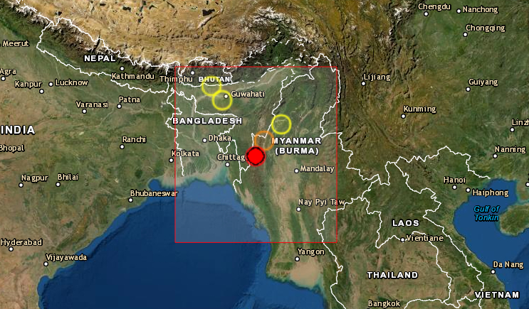 Un terremoto de 6.1 grados de magnitud sacudió este viernes 26 de noviembre el noroeste de Birmania (Myanmar), cerca de la frontera con India, sin que las autoridades hayan informado de momento de daños materiales o víctimas. (Captura de pantalla/EMSC)