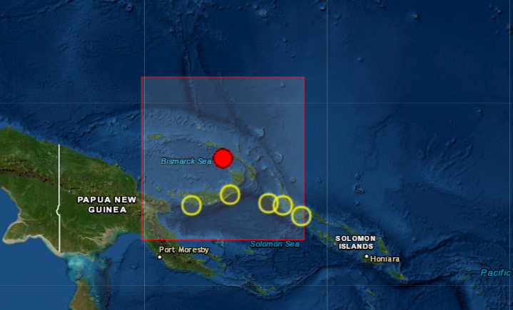 Un seísmo de magnitud 6 en la escala de Richter sacudió este martes 30 de noviembre de 2021 la isla de Nueva Irlanda, en el este de Papúa Nueva Guinea, sin que se haya declarado una alerta de tsunami. (Captura de pantalla/EMSC)